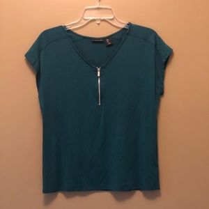 Tahari Teal Small Dressy Shirt. Cute zipper accent! PRICE REDUCED! Was $12